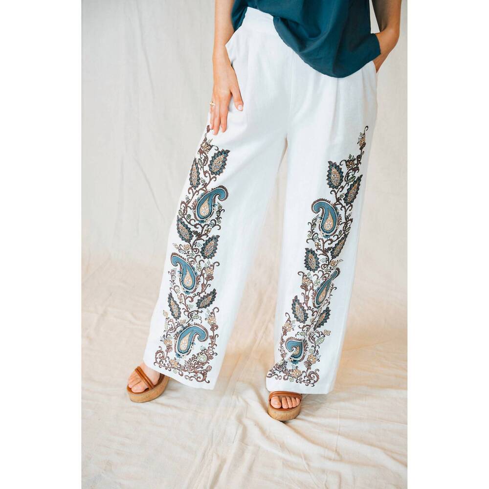 NEW CLEOBELLA beau wide leg pant in white / black